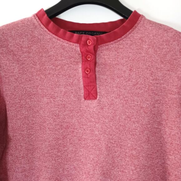 Pact Top Womens Small Waffle Knit Henley 100% Organic Cotton Holiday Christmas - Picture 3 of 8